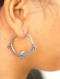 Boucles d\'oreilles anneaux en acier \ Turquoise Zehra\ 