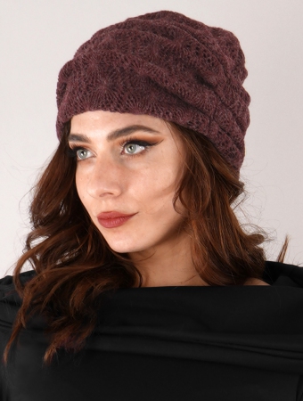 Gros bonnet fronc en crochet \ Aslan\ , Bordeaux