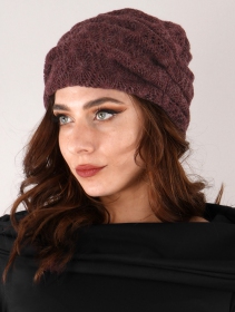 Gros bonnet froncé en crochet \ Aslan\ , Bordeaux