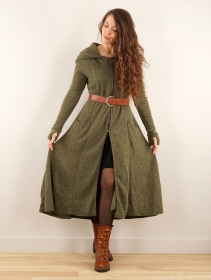 Manteau long à capuche \ Enchantress\ , Vert kaki