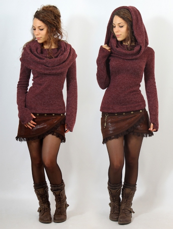 Pull  gros col \ Mantra\ , Bordeaux