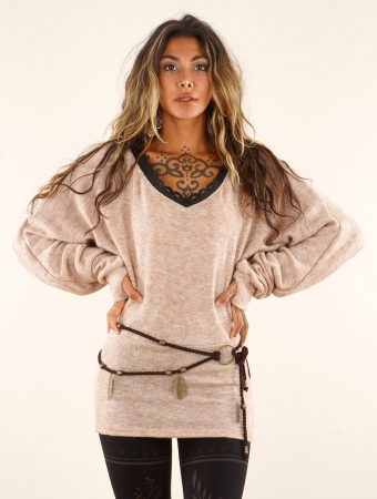 Pull manches longues \ Physlis\ , Beige