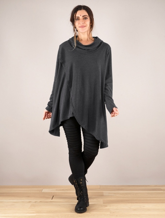Pull poncho \ Inika\ , Gris anthracite