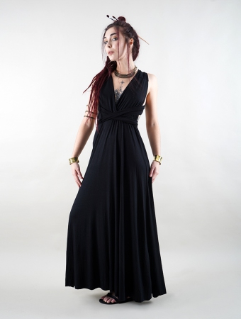 Robe longue noire drapée type Infinity dress Wakiza by Exception