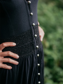 Robe longue boutonnée \ Heldaria\ , Noir avec crochet noir