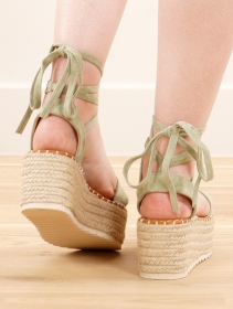 Sandales à plateforme \ Nyarsha\ , Vert kaki