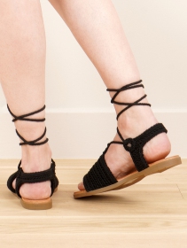 Sandales tressées \ Haoni\ , Noir