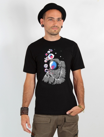 T-shirt \ Astronaute Crateur de Plante\ , Noir