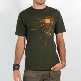 T-shirt \ Electrosystem\ , Vert kaki