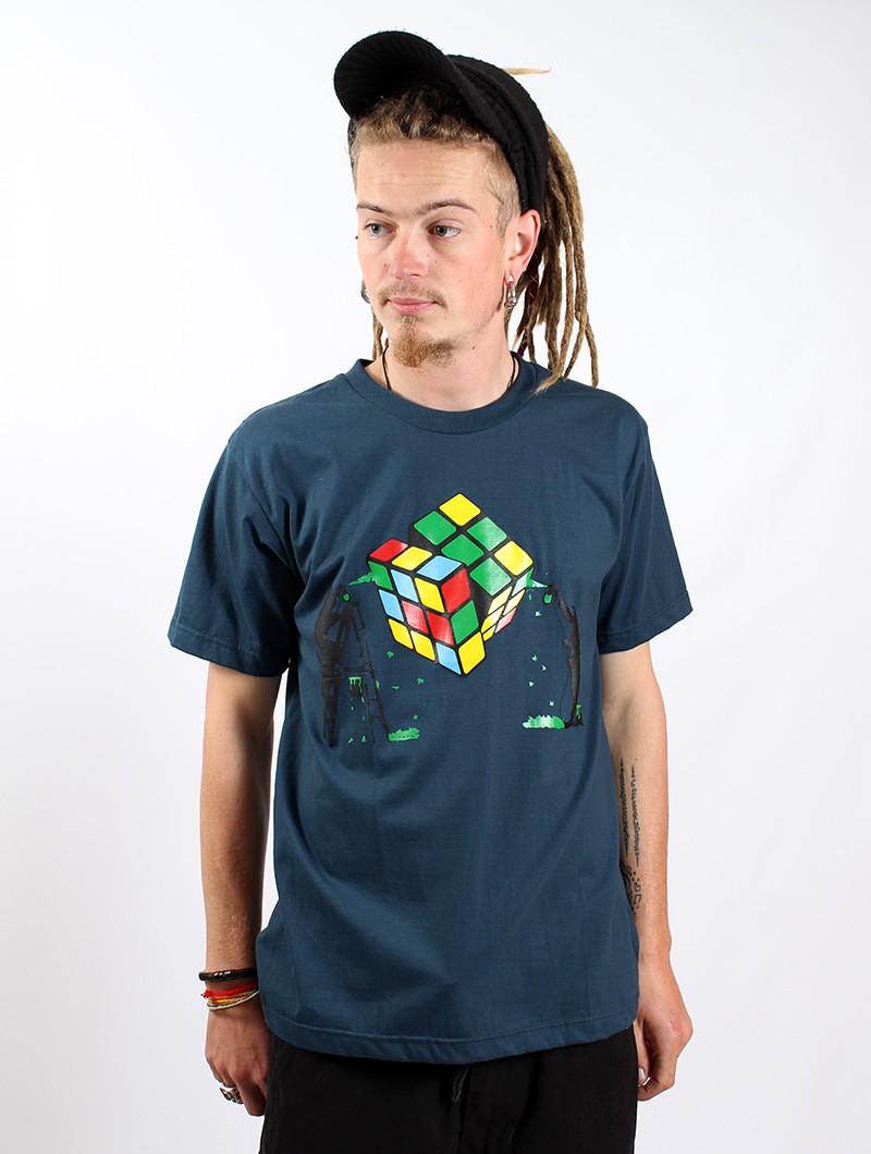 T-shirt \ Rubik\'s cube graffiti\ , Bleu