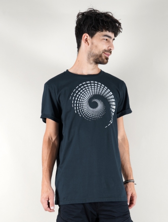 T-shirt \ Spiral Tierra\ , Bleu pétrole