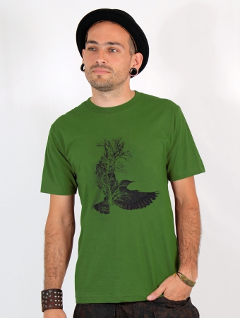 T-shirt \ Tree crow\ , Vert