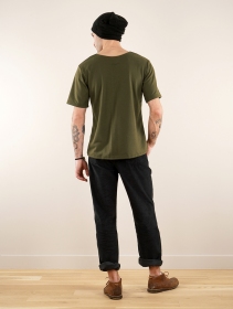 T-shirt manches courtes à col mao \ Legolas\ , Vert kaki