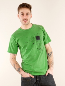 T-shirt manches courtes imprimé \ Electrosystem\ , Vert