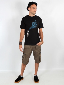 T-shirt manches courtes imprimé \ Flying medusa\  Noir