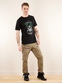T-shirt manches courtes imprimé \ Matrix gorilla\ , Noir