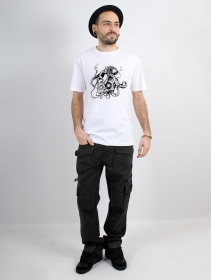 T-shirt manches courtes imprimé \ Octopus k7\ , Blanc
