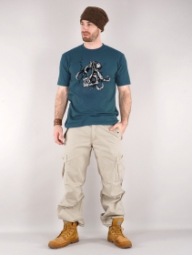 T-shirt manches courtes imprimé \ Octopus k7\ , Bleu foncé