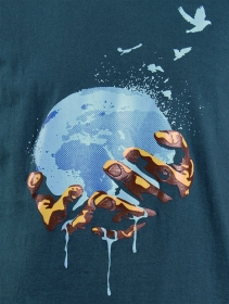 T-shirt manches courtes imprimé \ Planet\ , Bleu foncé