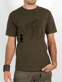 T-shirt manches courtes imprimé \ Star wars robot pet\ , Vert kaki clair