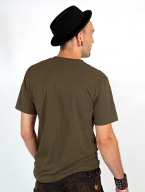 T-shirt manches courtes imprimé \ Strange hat\ , Vert kaki clair