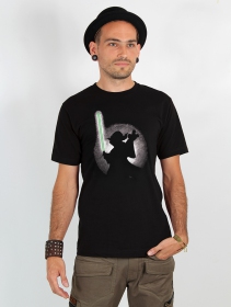 T-shirt manches courtes imprimé \ Yoda shadow\ , Noir