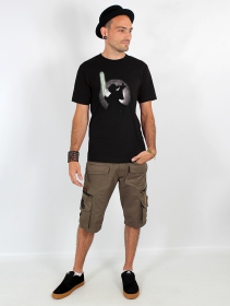 T-shirt manches courtes imprimé \ Yoda shadow\ , Noir