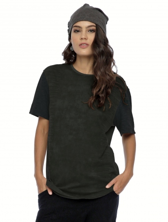 T-shirt manches courtes unisexe \ Volcanic\ , Vert kaki