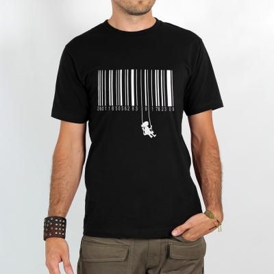 T-shirt Rocky \ Code barre balançoire\ , Noir