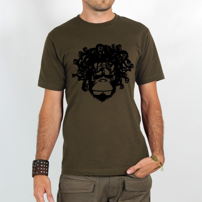 T-shirt Rocky \ Medusa monkey\ , Marron clair